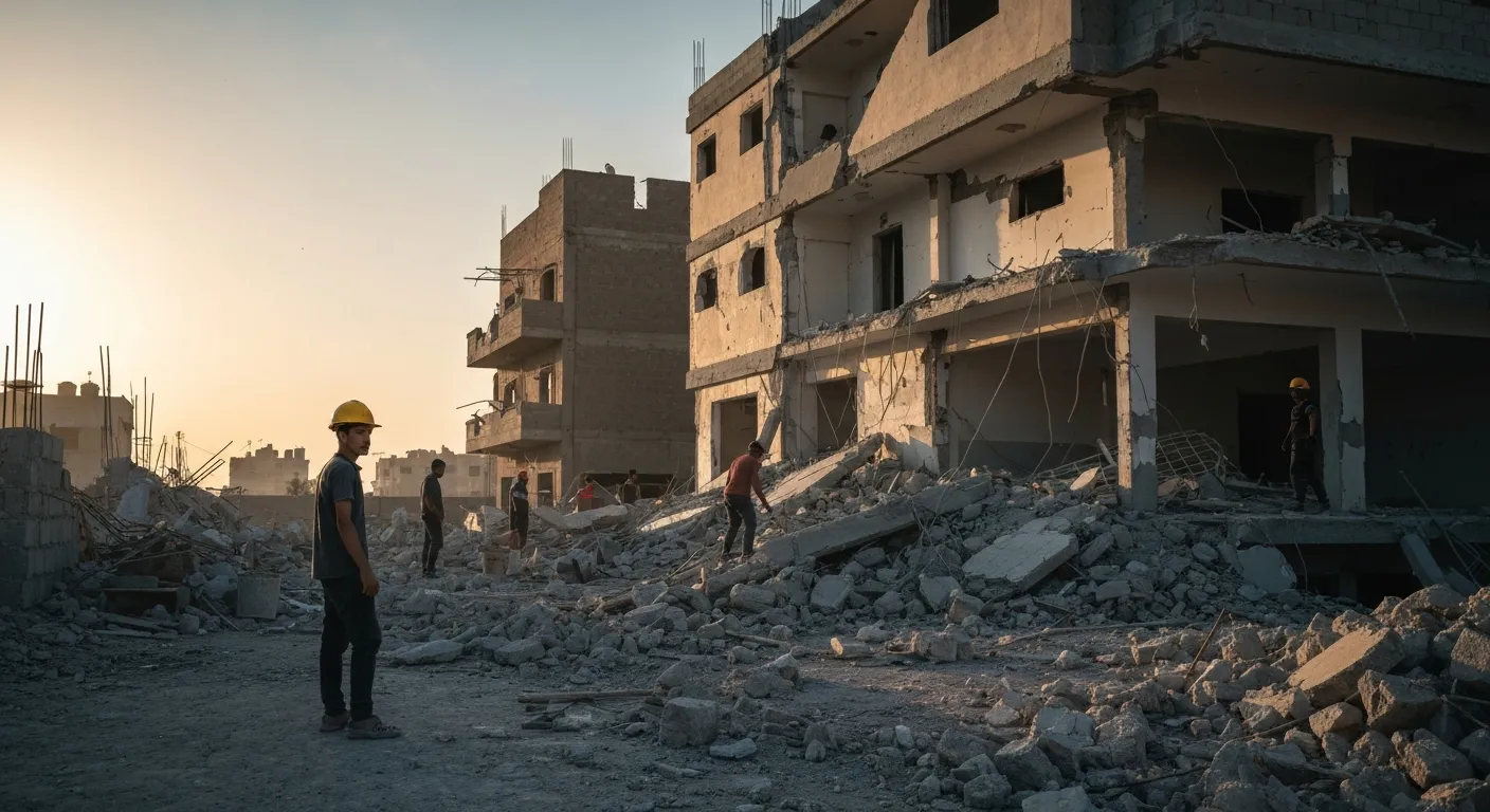 Gaza reconstruction efforts 2026 aerial view